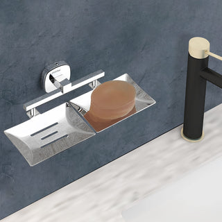 Plantex 304 Grade Stainless Steel Double Soap Dish/Soap Case/Soap Holder/Soap Stand for Bathroom Accessories - Maxx (Chrome)