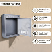 Plantex Wall Mount Letter Box - Suggestion Box/Mail Box/Post Box for Home gate with Secure Key Lock - Pack of 5 (Dark Grey)