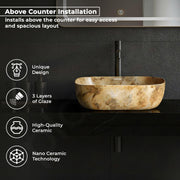 Plantex Basin for Bathroom/Ceramic Table Top/Counter Top Wash Basin (Alpha -NS-137, 18 x 13 x 5.5 Inch)