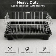 Plantex Dish Drying Rack/Stainless Steel Dish Drainer with Drainer Tray for Kitchen/Vessel Drainer Basket for Utensils/Plate Drying Rack - Chrome (58.5x44.5x23.5 Inch)