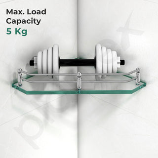 Plantex Corner Glass Shelf for Bathroom Wall/Glass Shelf for Kitchen/Bathroom/Living Room Corner Shelf (9x9 Inches - Pack of 2)