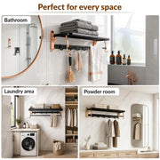 Plantex Aluminium Towel Rack for Bathroom/Towel Holder/24inch Towel Hanger/Bathroom Accessories - Pack of 1 (Black & Gold)