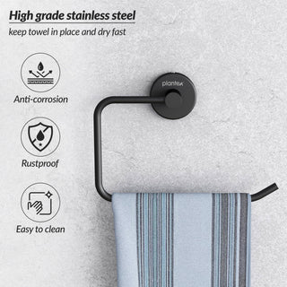 Plantex Towel Ring for Wash Basin/Towel Hanger for Wash Basin/Napkin Holder for Bathroom/Towel Hanger/Bathroom Accessories (Black - Half Square)