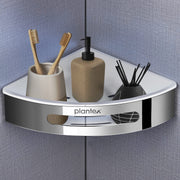 Plantex Corner Shelf for Bathroom Wall / 304 Grade Stainless Steel Bathroom Corner Rack/Bathroom Organizer/Kitchen Side Corner Shelf/Kitchen Shelf -(Silver and White, 9x9 inches)