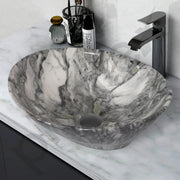 Plantex Ceramic Basin for Bathroom/Table Top Ceramic Basin/Washbasin for Bathroom - (BOAT-NS-552-Marble Finish, 16 x 13 x 5.5 Inch)