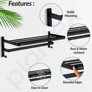 Plantex Towel Hanger for Bathroom/24 Inch Towel Rack/Bathroom Hanger for Clothes/Towel Holder/Bathroom Accessories -Pack of 1 (1509, Black)
