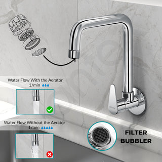 Plantex Brass Kitchen Sink Tap/360° Swivel Spout Sink Tap for Kitchen Basin/Water Tap with Brass Wall Flange and Teflon Tape- 7 Year Warranty by Plantex (DOL-4300-Mirror Chrome)