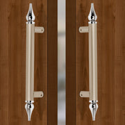 Plantex Heavy Duty Door Handle/14 Inch Main Door Handle/Pull-Push Door Handle/Door & Home Decor - Pack of 2 (Satin White and Chrome) - 3 Years Warranty, Pull Handle
