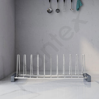 Plantex Stainless Steel Thali Stand/Plate Rack-Stand/Dish Rack/Plate Fixer for Modular Kitchen/Tandem Box Accessories- Set of 2 (Chrome)