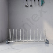 Plantex Stainless Steel Thali Stand/Plate Rack-Stand/Dish Rack/Plate Fixer for Modular Kitchen/Tandem Box Accessories- Set of 2 (Chrome)