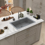 Plantex Quartz Acrylic Kitchen Sink with 10 Years Warranty by Plantex/Undermount Sink for Kitchen/Metalic Single Bowl Kitchen Sinks with Coupling (Lintus 32x20 Inches)