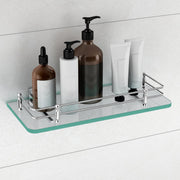 Plantex Premium Transparent Glass Shelf for Bathroom Wall/Bathroom Organizer/Storage Rack for Kitchen/Living Room (Polished, 12x6 - Pack of 1)