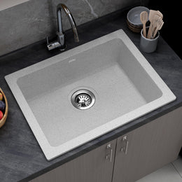 Plantex Quartz Acrylic Kitchen Sink/Undermount Sink for Kitchen with 10 Years Warranty by Plantex/Granite Single Bowl Kitchen Sinks with Coupling (Brun 21x18 Inches)