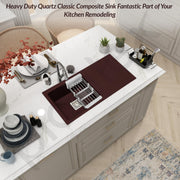 Plantex Quartz Kitchen Sink/UV Protected Kitchen Sink/Undermount Sink for Kitchen/Metalic Single Bowl Sink with Coupling and Hose Pipe - Pack of 1 (36 x 18 inch, Choco Brown)
