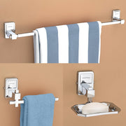 Plantex 304 Grade Stainless Steel Bathroom Accessories Set of 3 - Towel Hanger/Napking Holder/ Soap Holder for Bathroom - Darcy (Chrome)