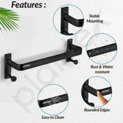 Plantex Single Towel Rod for Bathroom/Cloth Hanger for Wall/Towel Holder/9 Inch Towel Bar/Bathroom Accessories (1511, Black)