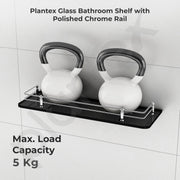 Plantex Premium Black Glass Shelf for Bathroom/Kitchen/Living Room - Bathroom Accessories (Polished, 18x6 Inches) - Pack of 1
