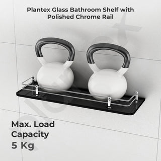 Plantex Premium Black Glass Shelf for Bathroom/Kitchen/Living Room - Bathroom Accessories (Polished, 18x6 Inches) - Pack of 3