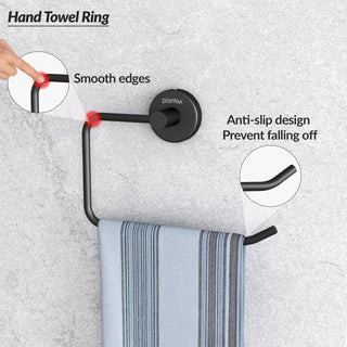 Plantex Towel Ring for Wash Basin/Towel Hanger for Wash Basin/Napkin Holder for Bathroom/Towel Hanger/Bathroom Accessories (Black - Half Square)