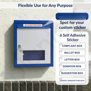 Plantex All in One Multipurpose Letter Box/Suggestion Box for Office/Post Box for Home gate/Donation Box/Complaint Box/with Lock -Wall Mount - Pack of 15 (Blue & Ivory)