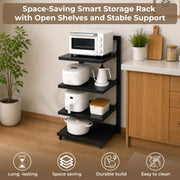 Plantex Shelf Storage Rack/GI Steel Storage Organizer/4 Tier Shelf Rack for Home - Pack of 1 (Black)