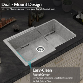 Plantex Quartz Acrylic Kitchen Sink/Undermount Sink for Kitchen with 10 Years Warranty by Plantex/Granite Single Bowl Kitchen Sinks with Coupling (Brun 32x20 Inches)