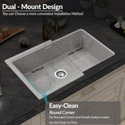 Plantex Quartz Acrylic Kitchen Sink/Undermount Sink for Kitchen with 10 Years Warranty by Plantex/Granite Single Bowl Kitchen Sinks with Coupling (Brun - 32x20 Inches)