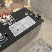 Plantex Quartz Single Bowl Kitchen Sink/Sink for Kitchen with Drain Board/Undermount/Top Mounted (Mosaic Grey-36X18 Inches)