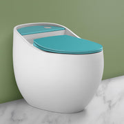 Plantex Imported Platinum Ceramic Western Toilet With Siphonic Vacuum Jet Flush/Water Closet/One Piece Commode With Soft Close Toilet Seat - S Trap Outlet (White and Blue)