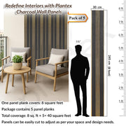 Plantex Louvers Panel for Wall/8 Feet Wall Panels/3D Charcoal Panel for Interior Walls DÃƒÆ’Ã‚Â©cor - Pack of 5 Covers - 40 Sq. Ft, Size-1 Feet x 8 Feet (YD-1209)