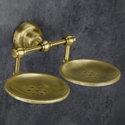 Plantex 304 Grade Stainless Steel Bathroom Accessories Set of 3 - Towel Stand/Napking Hanger/Dual Soap Holder for Bathroom - Skyllo (Brass Antique)