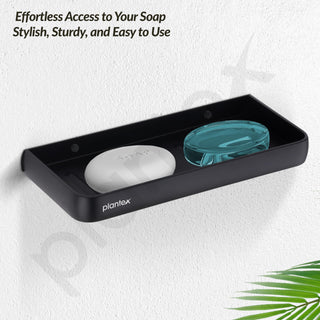 Plantex Double Soap Holder for Bathroom/Dual Soap Case/Soap Stand/Bathroom Accessories - Pack of 1 (1503, Black)