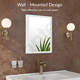 Plantex Mirror with Frame/Wall Mount Modern Mirror/Looking Glass with Frame/Rectangle Mirror for Home/Bathroom & Living Room (18x14 Inch - White)