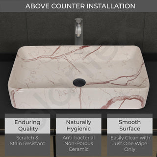 Plantex Ceramic Tabletop Washbasin/Bathroom Sink/Basin for Bathroom/Wash Basin for Restaurant, Hotel (Marble Finish)
