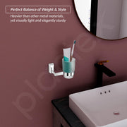 Plantex Smero Pure Brass Tooth Brush Holder/Tumbler Holder/Toothpaste Holder/Bathroom Accessories - Superb (Chrome)
