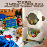 Plantex Toy Rack for Kids Room/ Multipurpose Astro Storage Organizer for Baby Clothes Wardrobe/2-Tier ABS Plastic Baby Toy Storage Organiser with Flip Cover-Pack of 1(White & Grey)