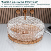 Plantex Round Washbasin for Bathroom/Glass Tabletop Wash Basin/Luxury Transparent Countertop Basin for Home/Office/Hotel (15.5x15.5x5 inch)