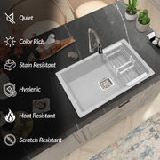 Plantex Granite Single Bowl Kitchen Sink/Non-Fading Mosaic Matt Grey Colour With Uv Protection/Quartz Sink For Kitchen/Undermount/Overmount (Mosaic Grey/21 X 18 Inches)