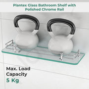 Plantex Premium Transparent Bathroom Glass Shelf/Glass Shelf for living room/Bathroom & Kitchen Accessories- (Polished, 18x6 Inches) - Pack of 1