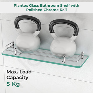 Plantex Premium Transparent Glass Shelf for Bathroom/Kitchen/Living Room - Bathroom Accessories (Polished, 18x6 Inches) - Pack of 3