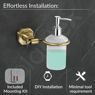 Plantex 304 Grade Stainless Steel Soap Dispenser for Bathroom/Liquid Dispenser for Kitchen/Shampoo Dispenser/Bathroom Accessories - Nipron (Brass Antique)