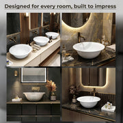 Plantex Ceramic WashBasin/Tabletop Wash Basin/Basin for Bathroom/Kitchen/Home/Office - (White - 16 x 16 x 6 Inch)