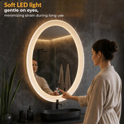 Plantex Resin Frame LED Bathroom Mirror/Designer Mirror for Living Room/Bathroom Mirror with LED Light/Dressing Room  - Oval Shape (White, 32 x 24 Inch)