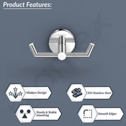 Plantex 304 Grade Stainless Steel Bathroom Hooks for Hanging Towel and Clothes in Bathroom/Washroom - Oreo (Chrome)