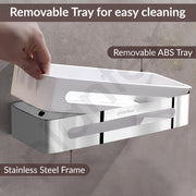 Plantex Bathroom Shelf Rack/ABS & Stainless Steel Shelf for Bathroom Rack/Bathroom Organiser/Kitchen Shelves -(14x5 inches, Chrome)