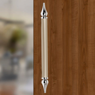 Plantex Heavy Duty Main Door Handle - 14 Inch Pull Push Handle - Satin White & Chrome Finish - Pack of 1 - 3 Years Warranty