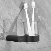 Plantex Tumbler Holder for Bathroom/Aluminium Toothbrush Holder/Bathroom Accessories - Pack of 1 (Black)