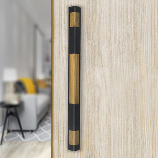 Plantex 281 Premium 14-inch Door Pull-Push Main Door Handle for Glass Door/House/Hotel/Office Door Hardware (Black & Wood Finish)