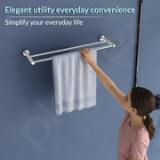 Plantex Stainless Steel Heavy and Sturdy Dual Towel Rod for Bathroom/Towel Hanger/Towel Holder/Bathroom Accessories (24-inch) Chrome Finish