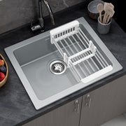 Plantex Quartz Acrylic Kitchen Sink/Undermount Single Bowl Sink for Kitchen/Metalic Single Bowl Kitchen Sinks with Coupling (Lintus 16x18 Inches)